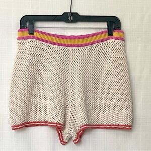 Aerie Offline Cream and Pink High Waist Knit Shorts